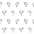 Daffodil plant sketch seamless pattern. Hand drawn ink art design object isolated stock vector illustration